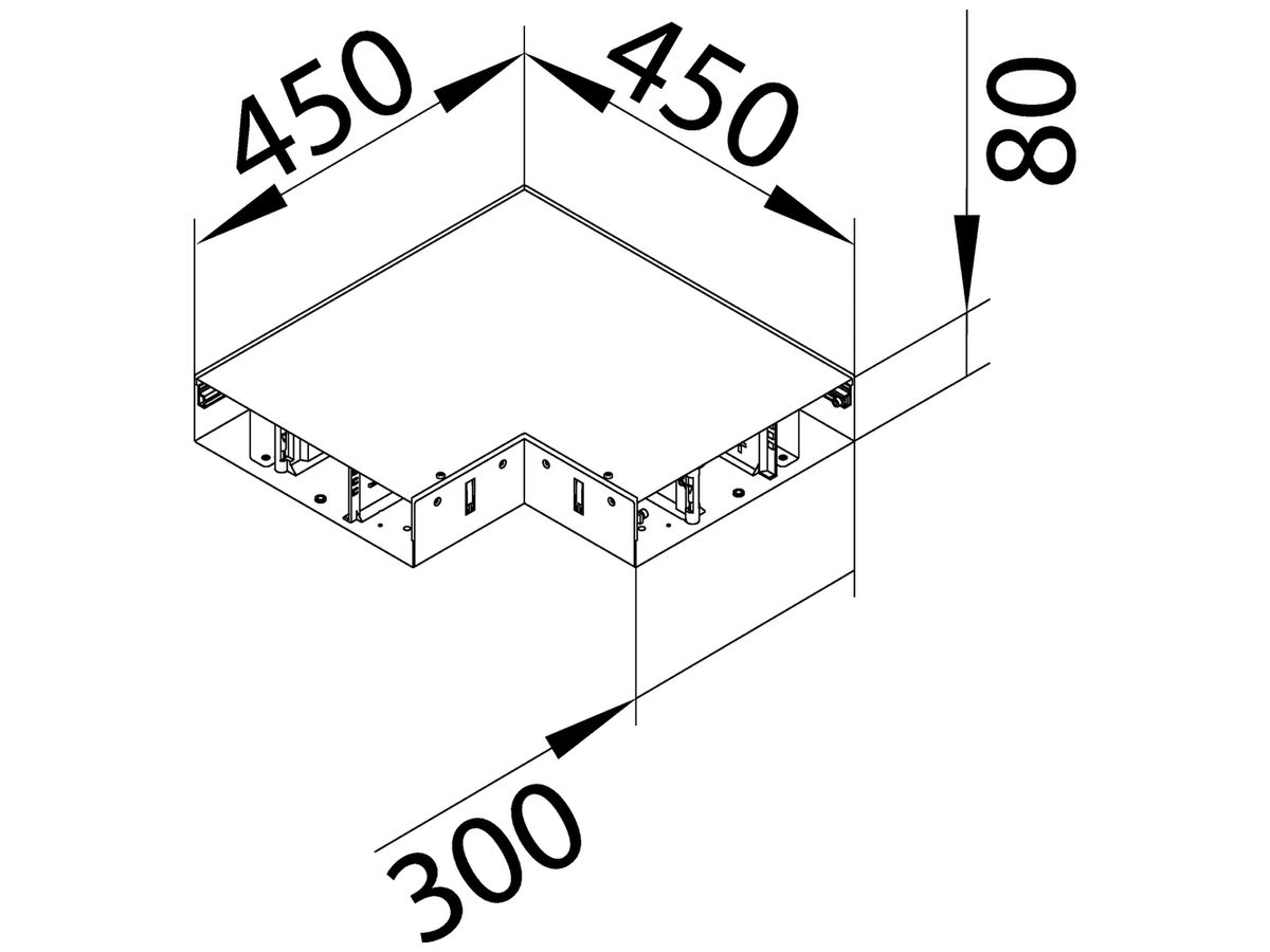 Flachwinkel tehalit BKB Unterteil Inneneck für Bodenkanal 300×450×80mm
