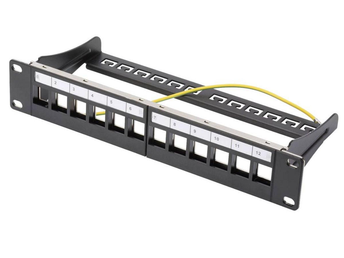 Patchpanel 10' 12-Port 1HE 254mm sz - geschirmt
