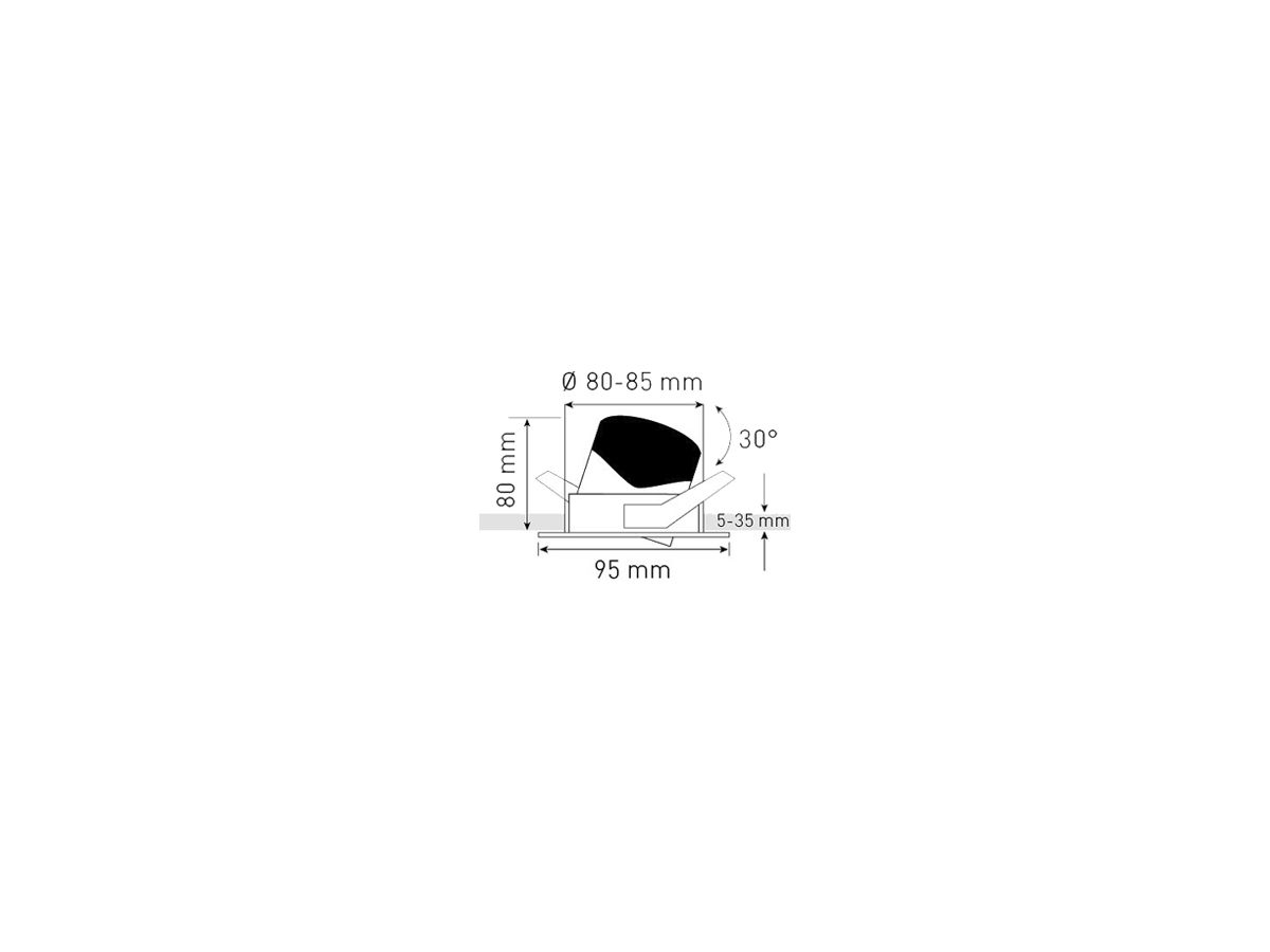 EB-LED-Spot maxLUCE ROUND 230 8W 850lm 3000K IP44 MB DIM Ø95mm weiss 36°