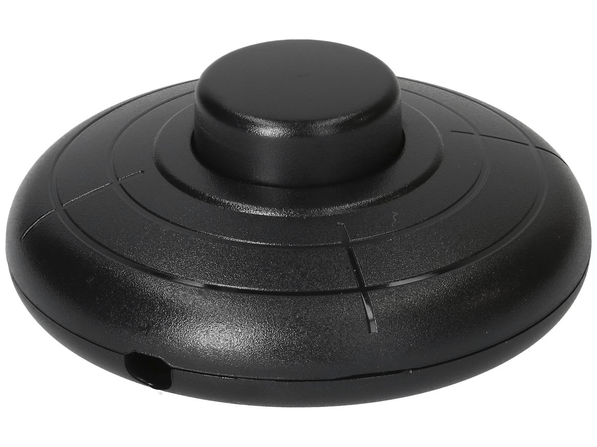 Fuss-Druckschalter MAX HAURI 230V 2A 1L Ø70×30mm schwarz
