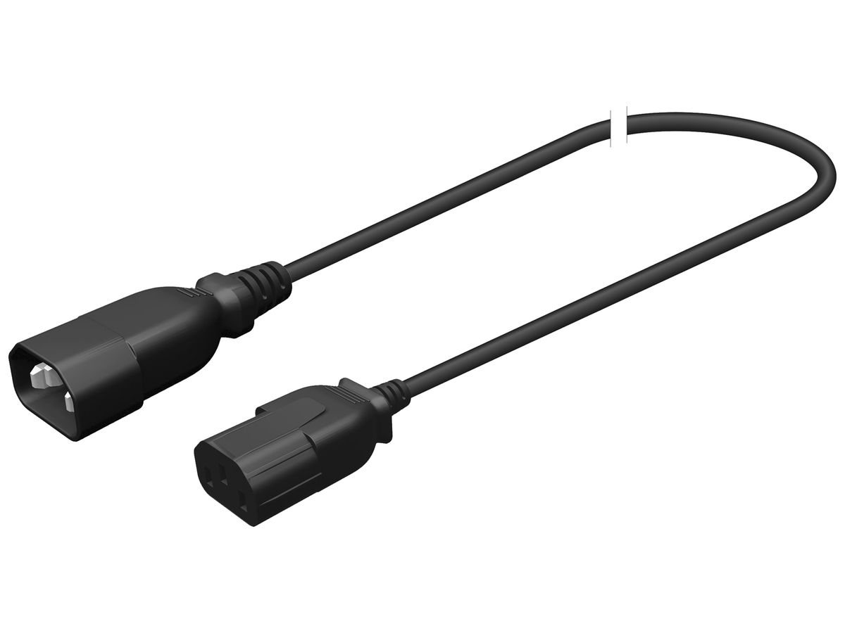 Apparatekabel Stecker C14 Buchse C13 3×0.75mm² 250VAC/10A schwarz 2m
