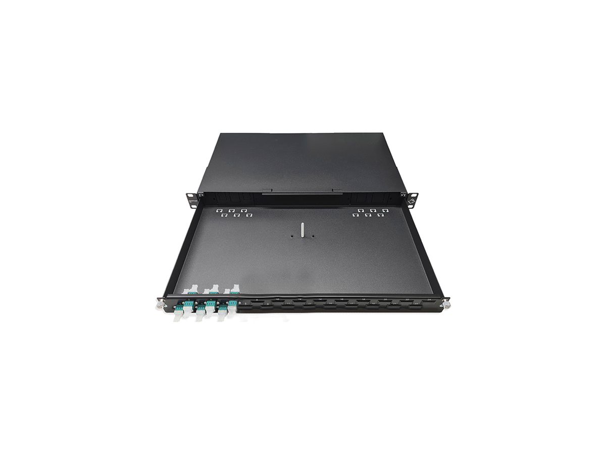 Breakoutbox 19" Dätwyler OV-SO 6×LCD/PC türkis OM3 versetzt 1HE schwarz