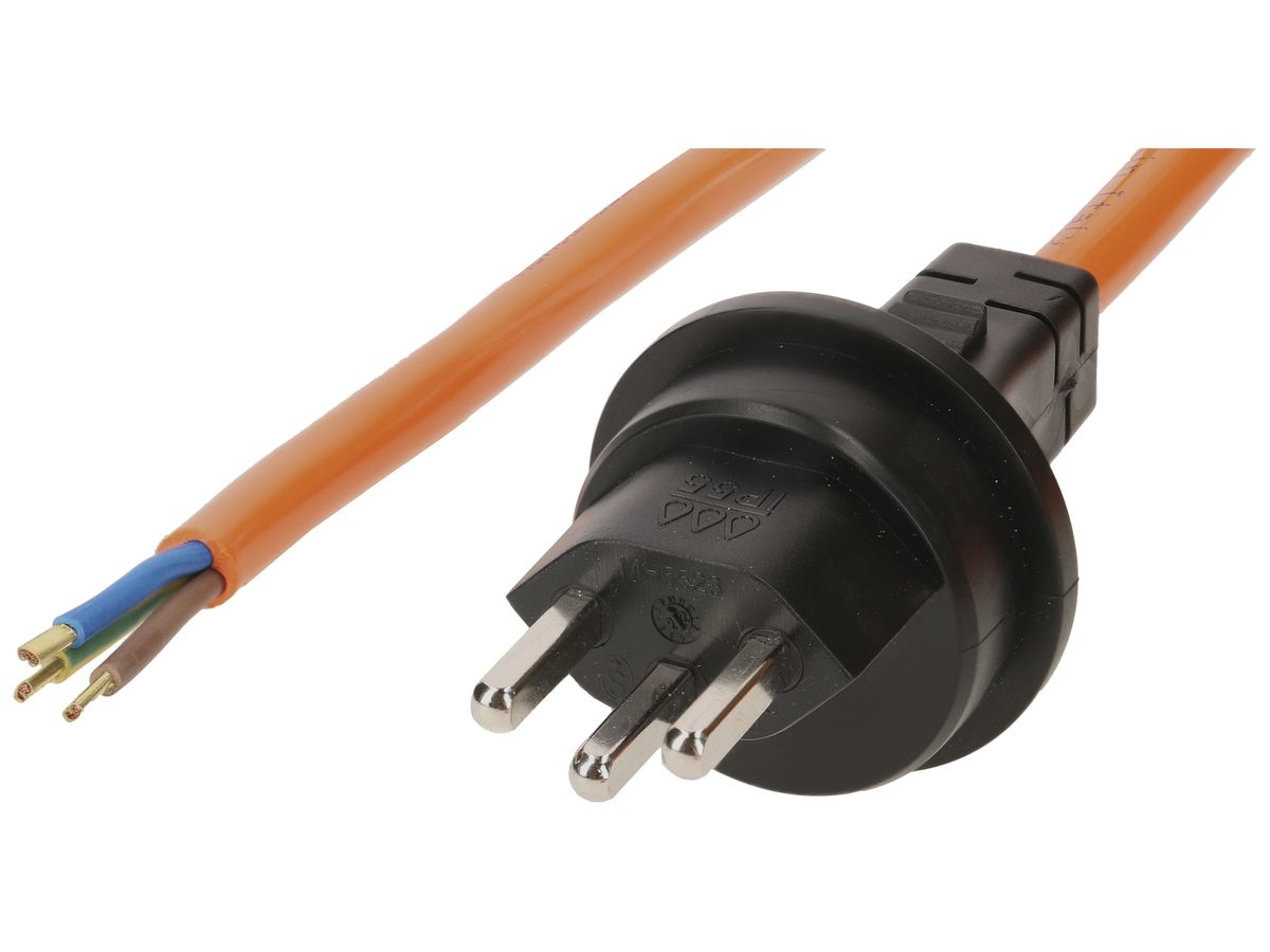 Anschlusskabel MH 3×1.5mm² 5m PUR Stecker T23 angespritzt orange