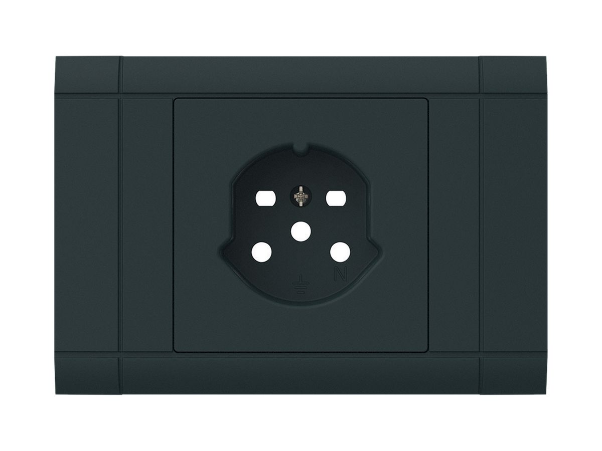 EB-Frontset kallysto für Einbausteckdose 1×T15 Abdeckrahmen steckbar schwarz