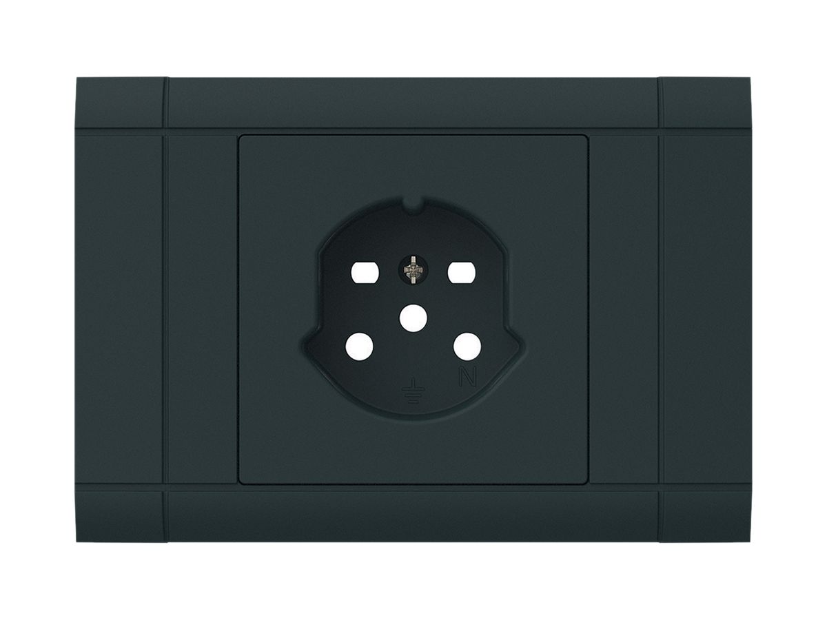 EB-Frontset kallysto für Einbausteckdose 1×T15 Abdeckrahmen steckbar schwarz