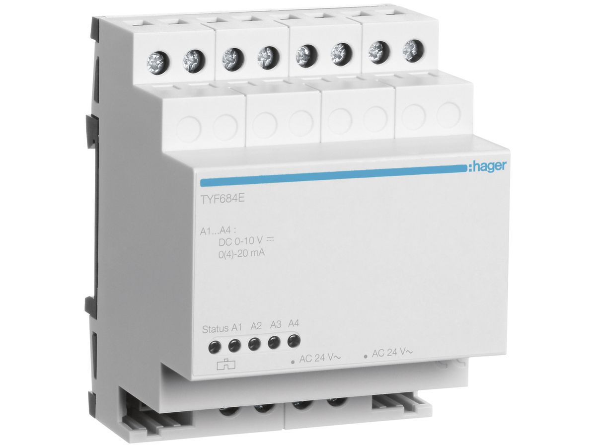 REG-Erweiterungsmodul Hager 4-fach zu Analogausgang KNX