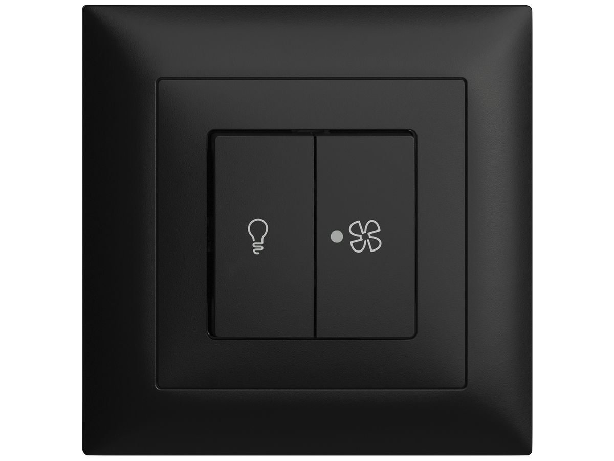 UP-Schalter für Licht und Ventilat EDIZIOdue schwarz, KS, LED gelb