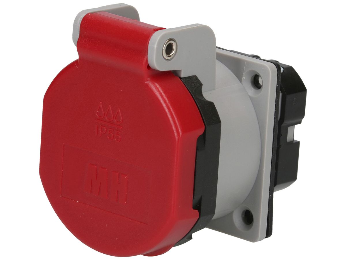 EB-Steckdose MAX HAURI 1× Schweizer Norm Typ 15 10A 400V 50×66×64mm IP55 rot