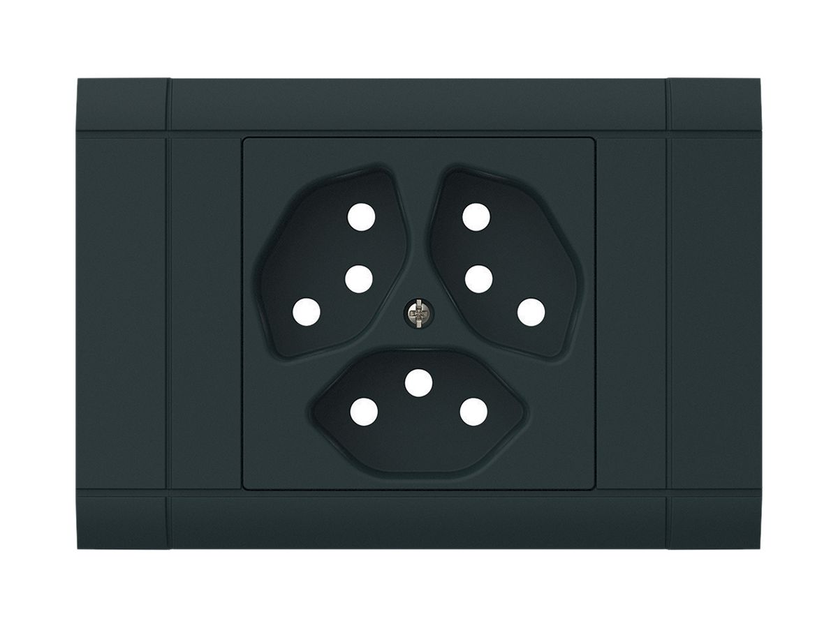 EB-Frontset kallysto für Einbausteckdose 3×Typ 13 Abdeckrahmen steckbar schwarz