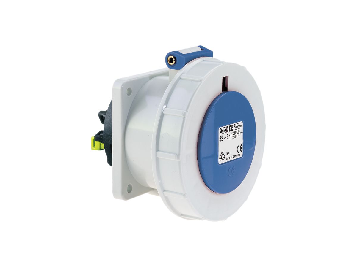 EB-Steckdose CEE Bals 3P 32A 230V 6h blau IP67 vernickelt QC ger.