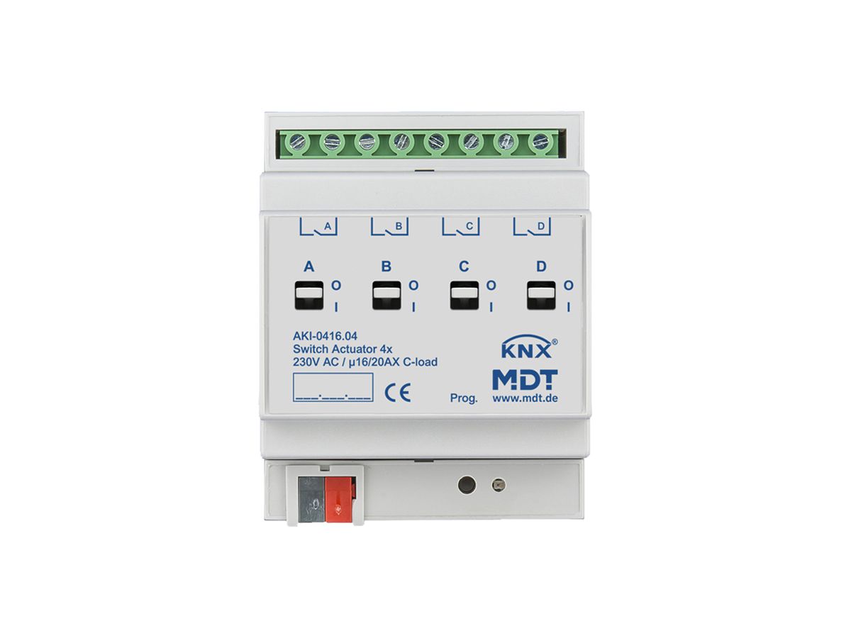 REG-Schaltaktor KNX MDT AKI-0416.04 4-Kan 16A 230VAC 4TE