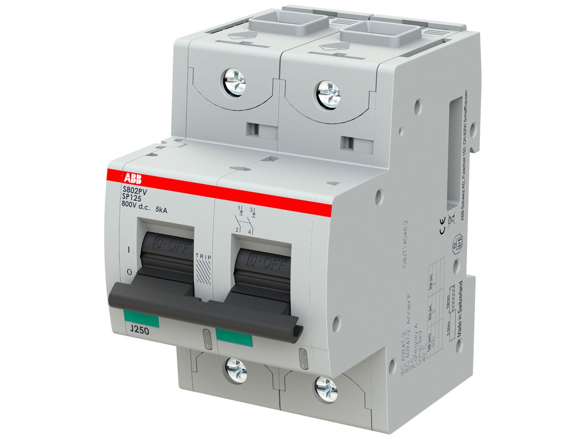 Leitungsschutzschalter ABB S802PV-SP125 2P 800VDC 125A 5kA 3TE