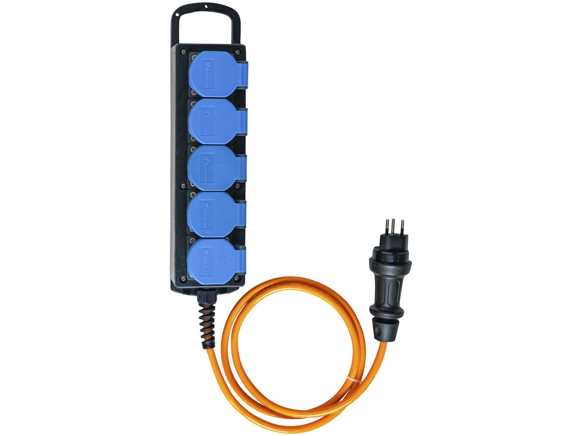 Stromverteiler DEM DB20393 16A 5×T13 2m 3×1.5mm² Stecker T12