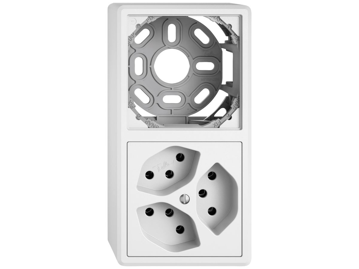 AP-Kombination EDIZIO.liv SNAPFIX® 2×1 140×74mm leer+3×T13 weiss