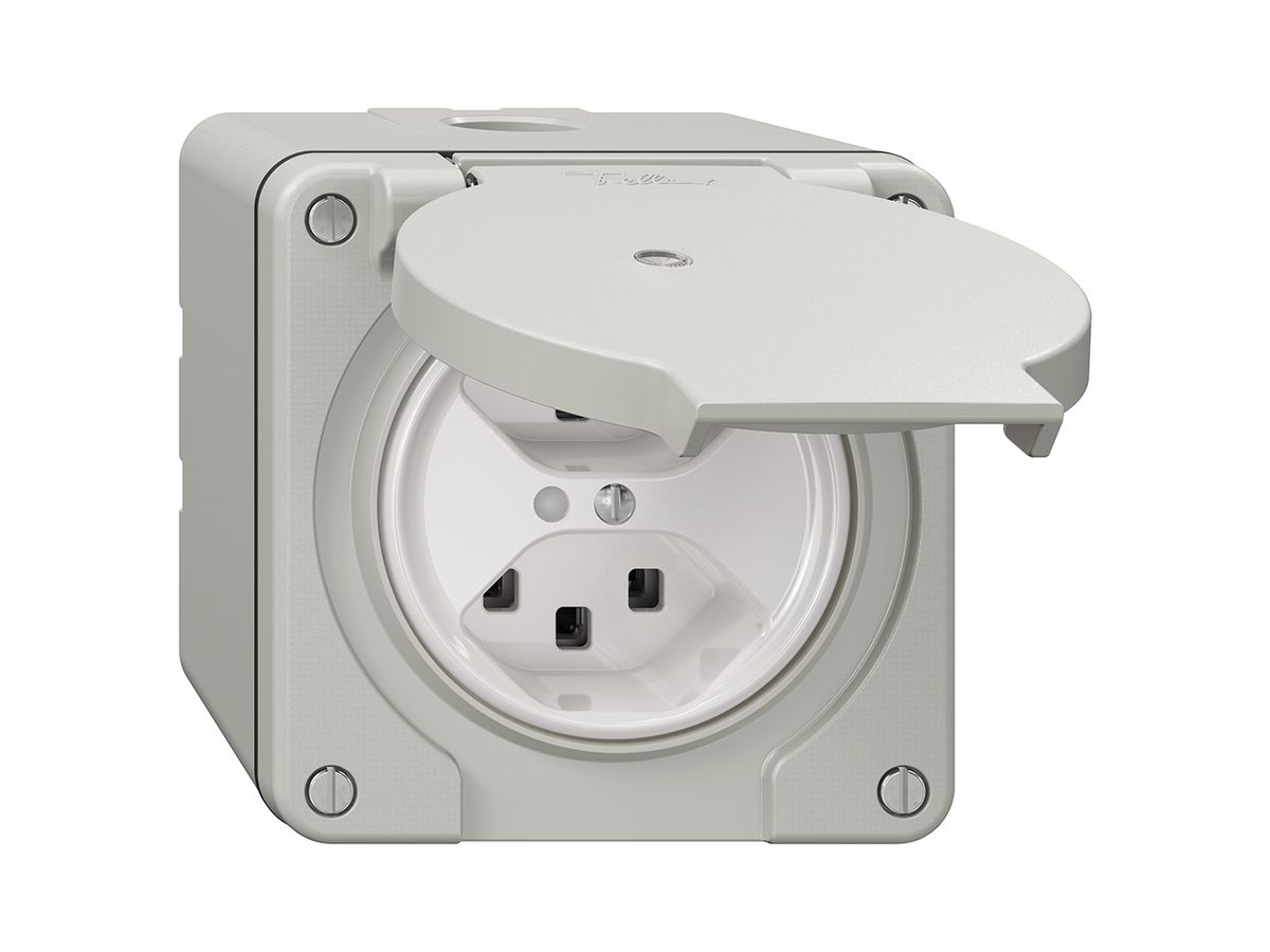 NAP-Steckdose NEVO, 2×T23, IP21, m.LED, lichtgrau