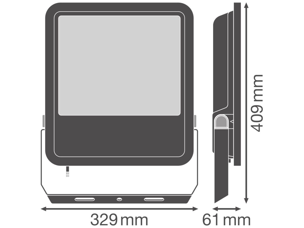 LED-Strahler LEDVANCE FL AREA 160W 23400lm 3000K IP66 WB asym.409×329 schwarz