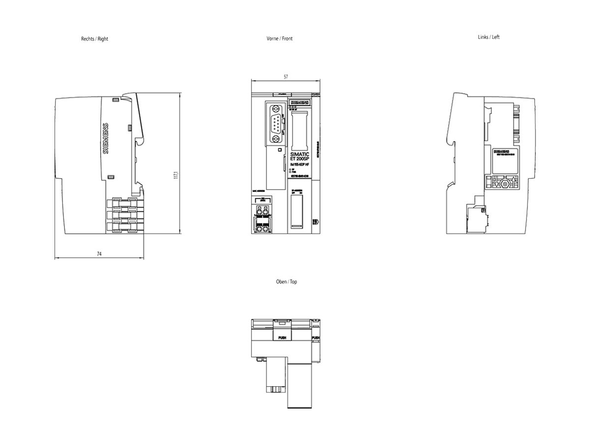 SPS-Interfacemodul Siemens SIMATIC ET200SP PROFIBUS IM155-6DP HF 3-teilig