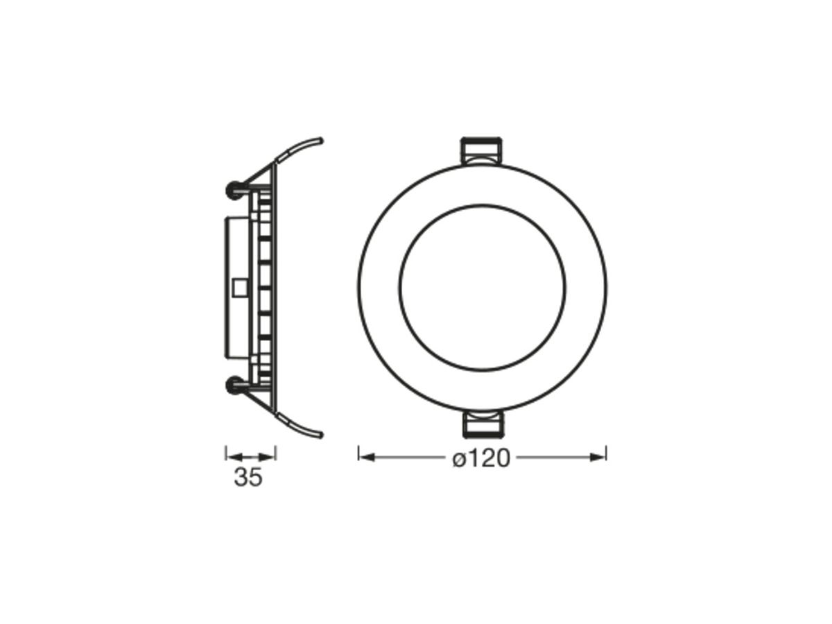 EB-LED-Downlight LDV DL SET SLIM 8W 550lm 3000K Ø120mm weiss 3 Stück