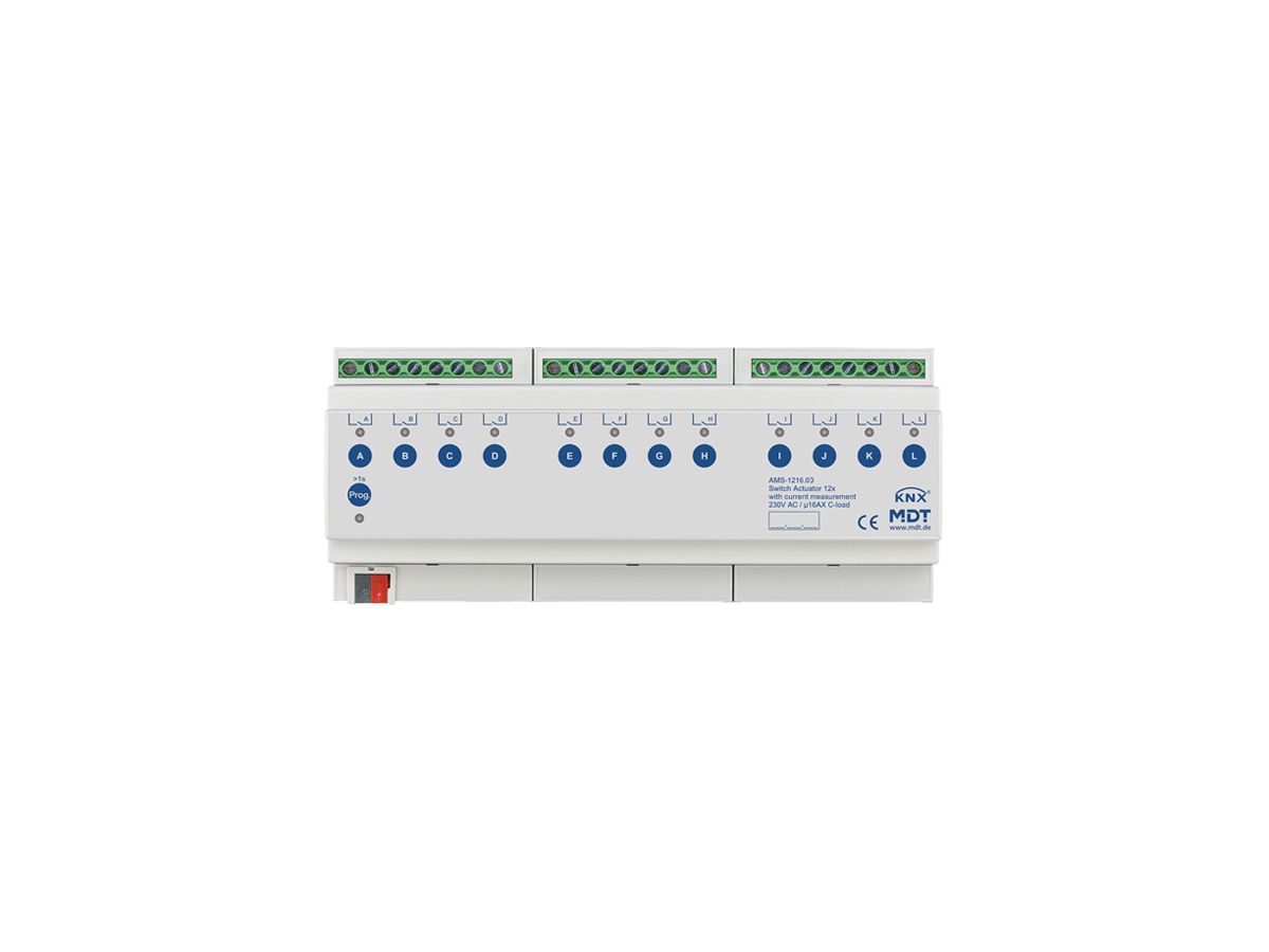 REG-Schaltaktor KNX MDT AMS-1216.03 12-Kan 16A 230VAC 12TE