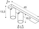 Deckenleuchte SLV KAMI GU10 2×0…10W 400×125mm weiss/Gold