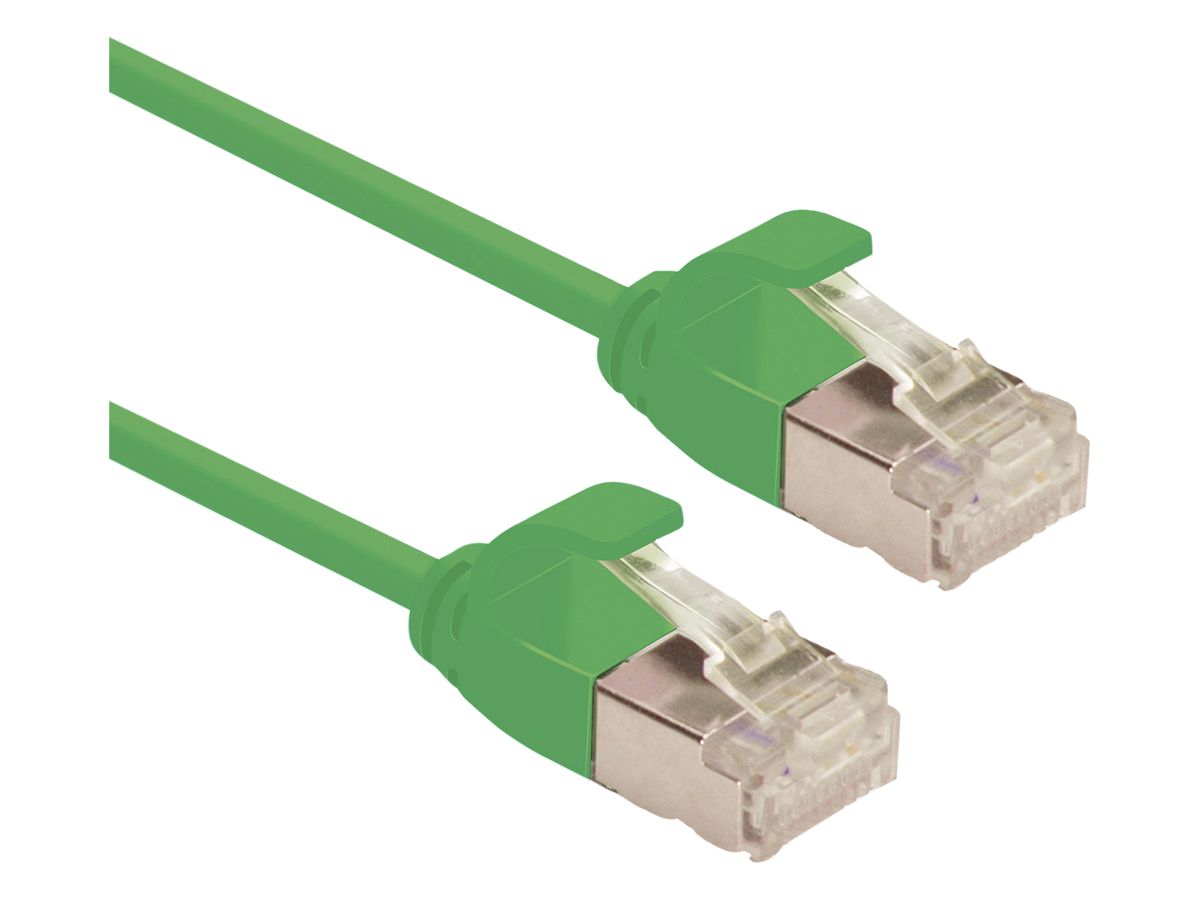Patchkabel RJ45 ROLINE slim, Kat.6A (TIA) U/FTP, AWG32, LSZH grün, 0.15m