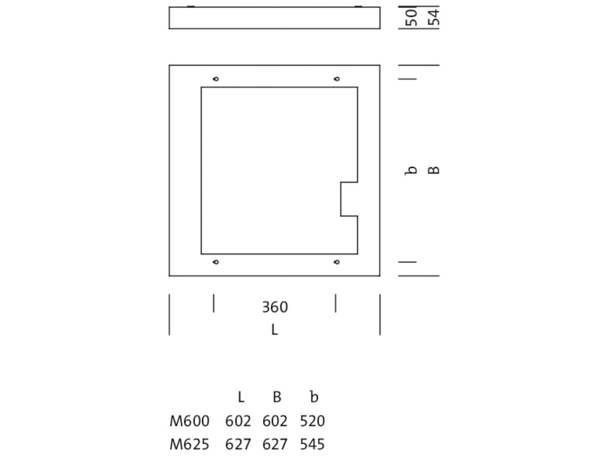 Anbaurahmen für LUXILED Panel 600×600×54mm, Stahl, weiss