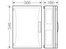 Apparategehäuse Hensel FP 0461 gu.leer m.transp.Türe geschlossen 366×546×186mm