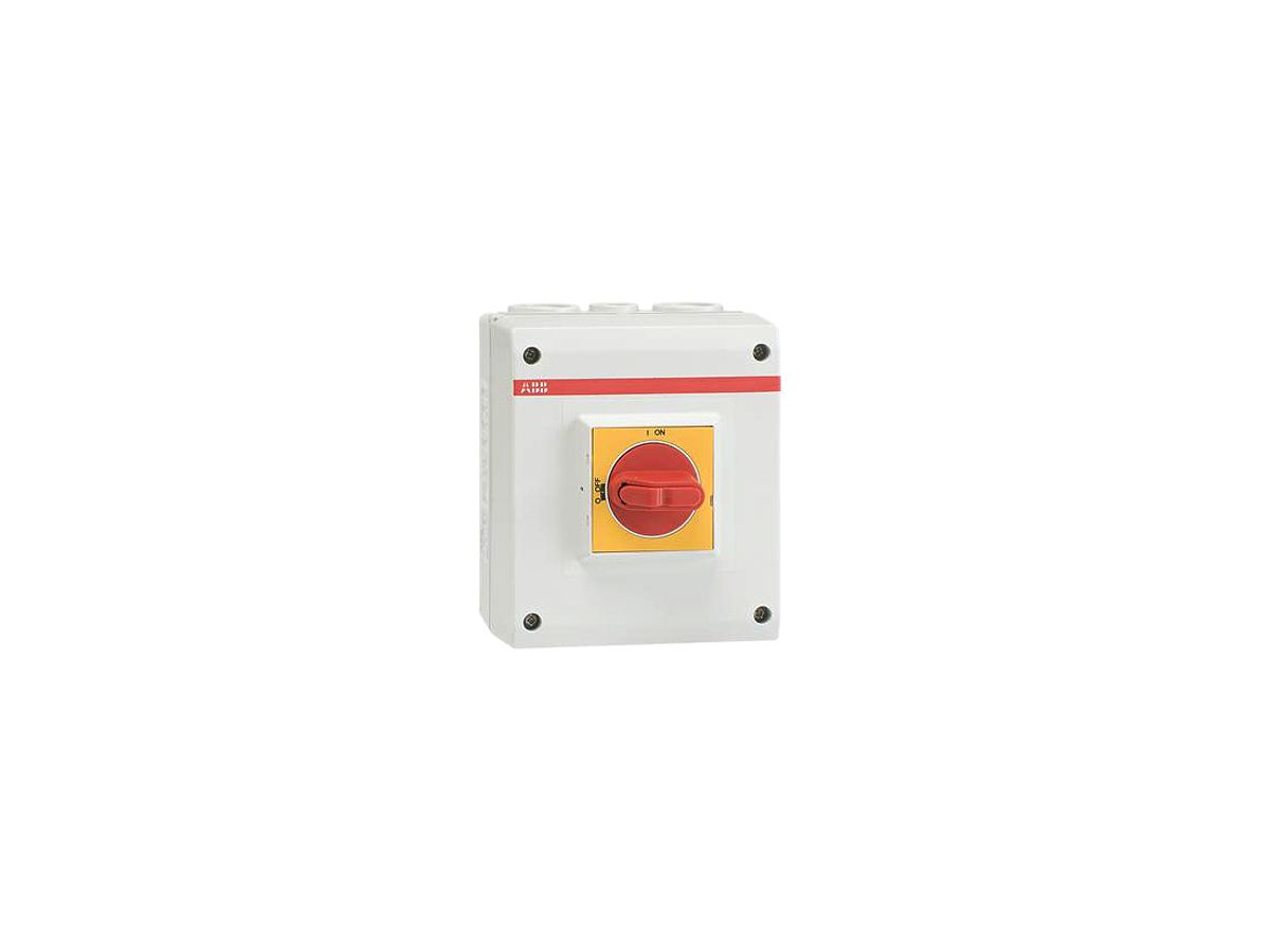 AP-EMV-Sicherheitsschalter ABB, 3P 16A 415V Kunststoffgehäuse Griff rot/gelb