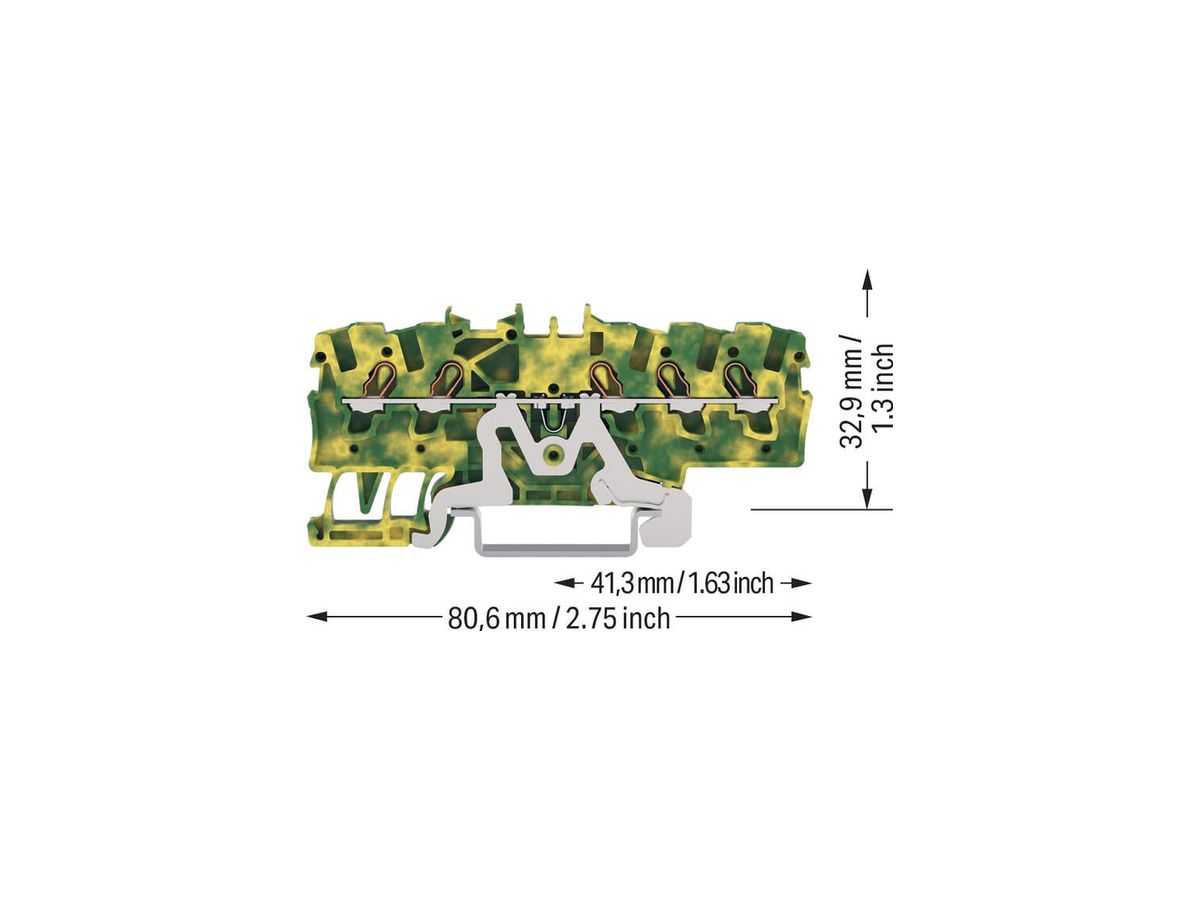 Schutzleiter-Reihenklemme WAGO TOPJOB S 1.5mm² 1Etg×5P DIN-35 Ex grün/gelb