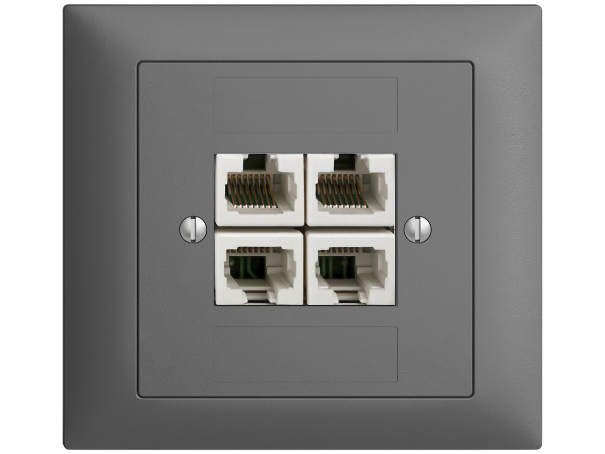 EB-Dose 4×RJ45/u 4P getr. EDIZIOdue dunkelgrau, ITplus