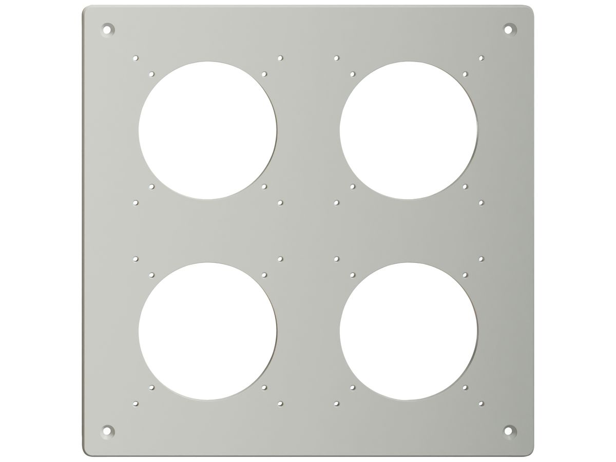 Montageplatte Feller NEVO SNAPFIX® 2×2 Ø69mm 225×225mm grau