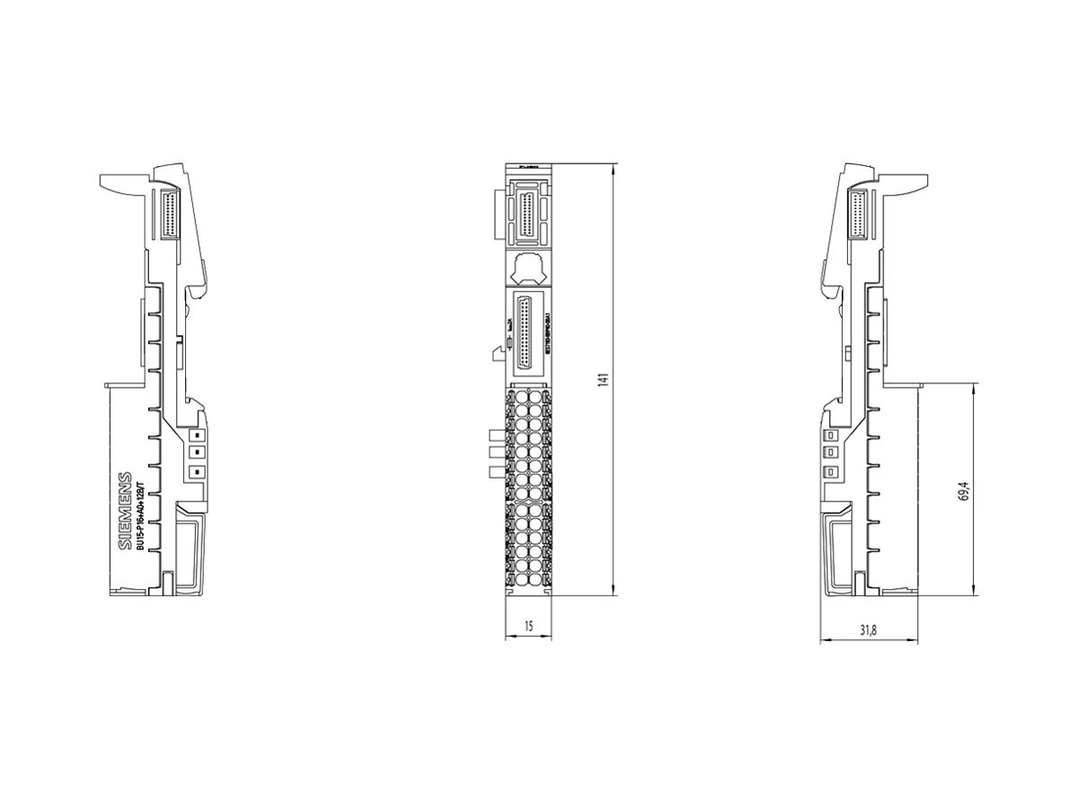 SPS-Basiseinheit Siemens SIMATIC ET200SP A1 BU15-P16+A0+12B/T, Push-In