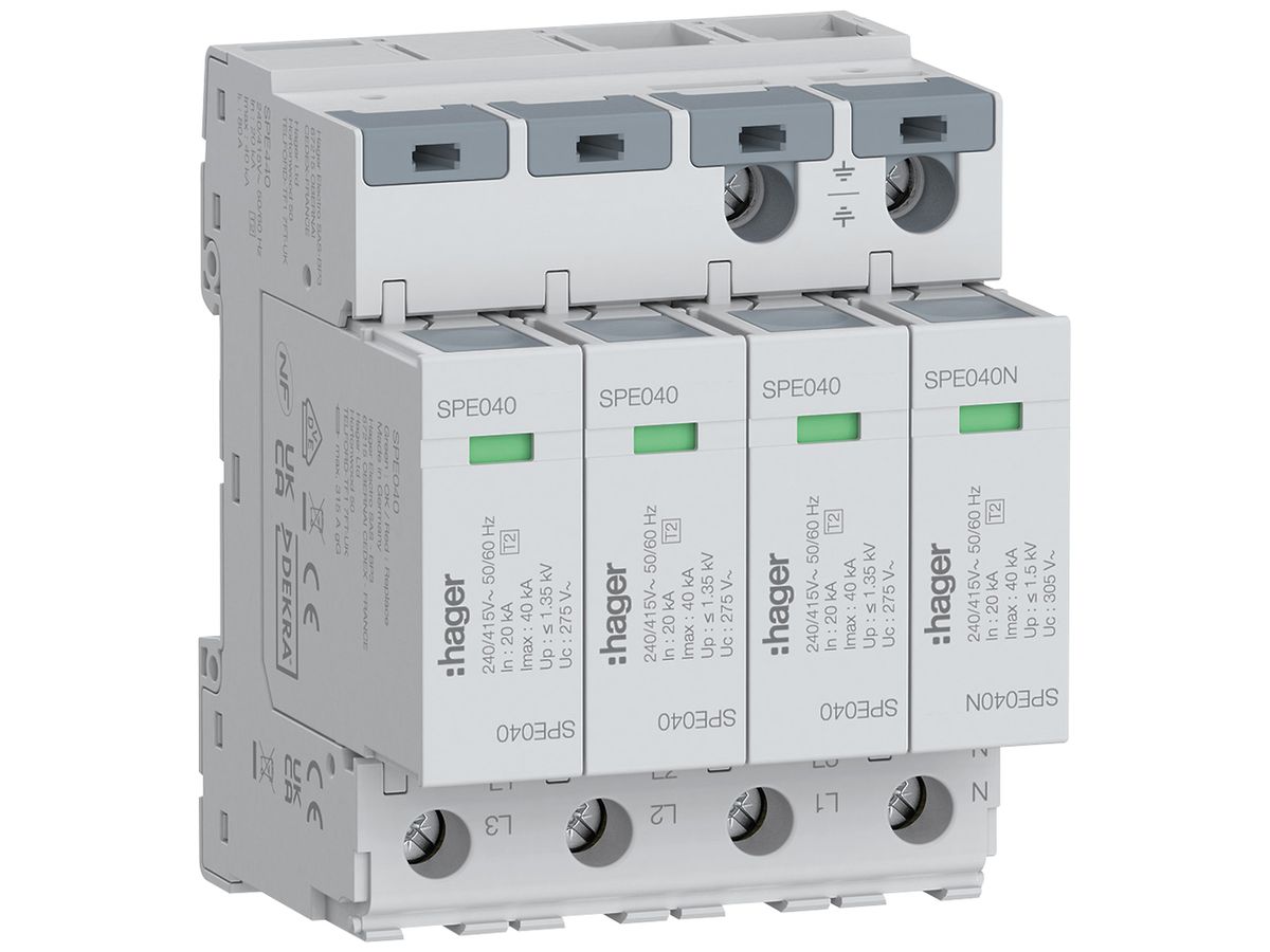 Überspannungsableiter SPD Typ 2 TN-S TT 4P 415V 315A 80A 50mm² 35mm² 4 TE