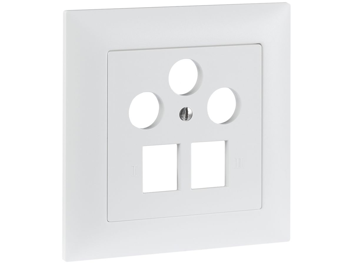 UP-Frontset R&M MM SAT 2×RJ45 3×Koax 88×88mm weiss