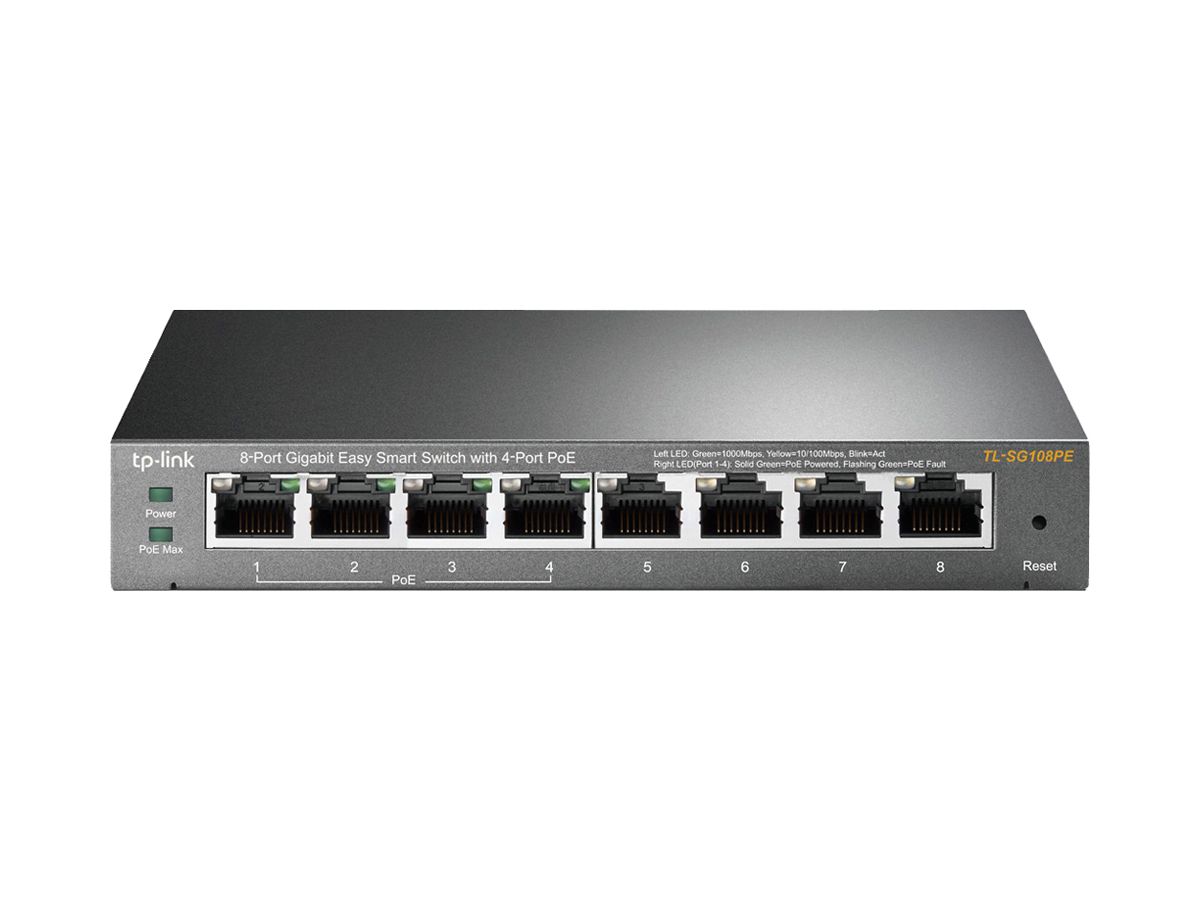 Switch TP-Link TL-SG108PE 8×RJ45 GbE 4×PoE managebar