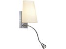 Wandleuchte SLV COUPA FLEXLED, G9 40W mit LED-Leselicht 1W, Glas satiniert chrom