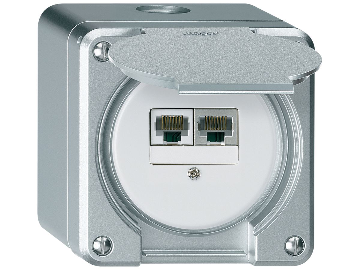 AP-Anschlussdose robusto IP55 aluminium 1×RJ45/s 1×RJ45/u getrennt