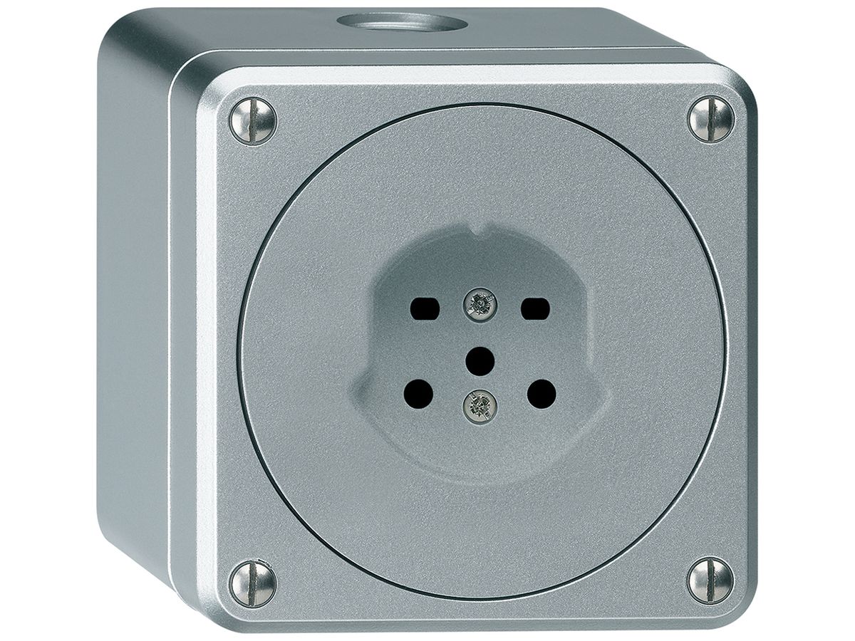 AP-Steckdose robusto Typ 15 aluminium ohne Klappdeckel