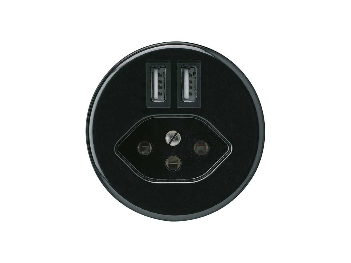 Steckdose 2×USB & Typ 13 basico A 2400mA schwarz