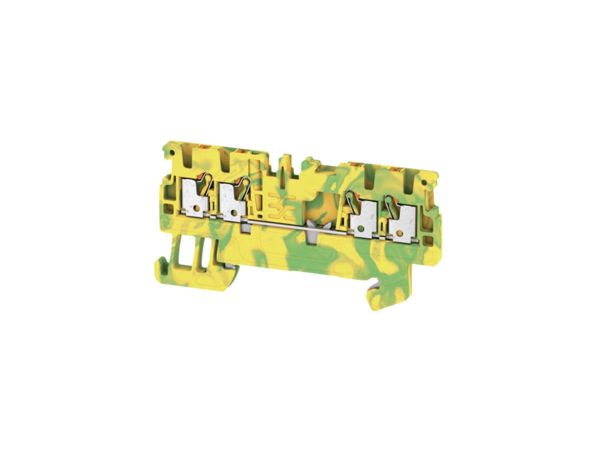 Schutzleiter-Reihenklemme Weidmüller A4C PUSH IN 1.5mm² 4 Anschlüsse grün-gelb