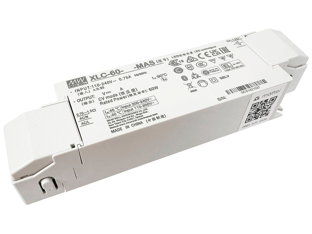 LED-Betriebsgerät MEAN WELL XLC 0…60W 48V 0…1250mA DIM 176×45×32mm