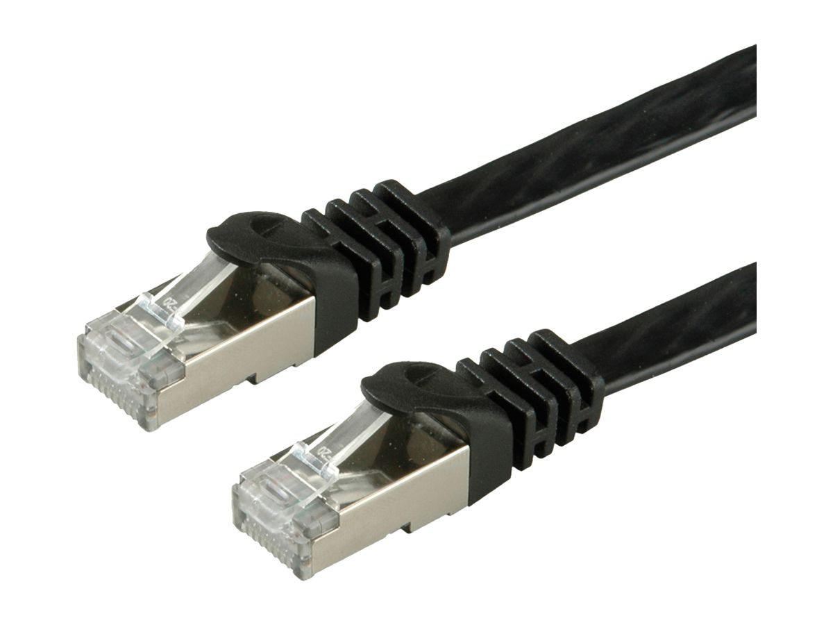 Patchkabel RJ45 VALUE Kat.6 U/FTP flach schwarz 2m