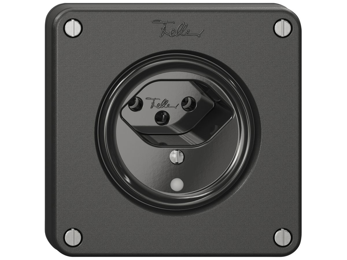Steckdose NEVO SNAPFIX® 1×T13 10A 250V beleuchtet 87×87×32mm IP21 sz