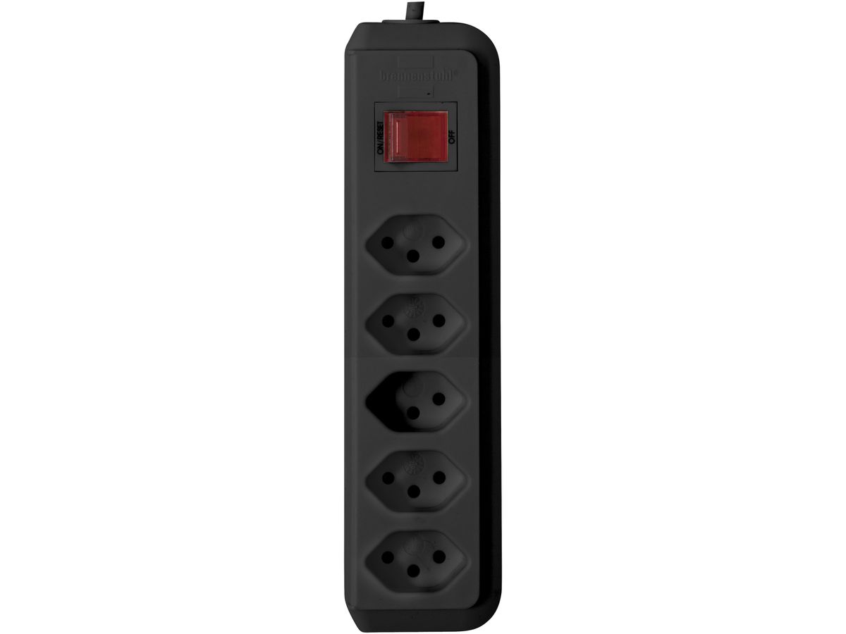 Steckdosenleiste cleverLINE 5×T13 schwarz 1.5m H05VV-F 3×1mm² mit Schalter