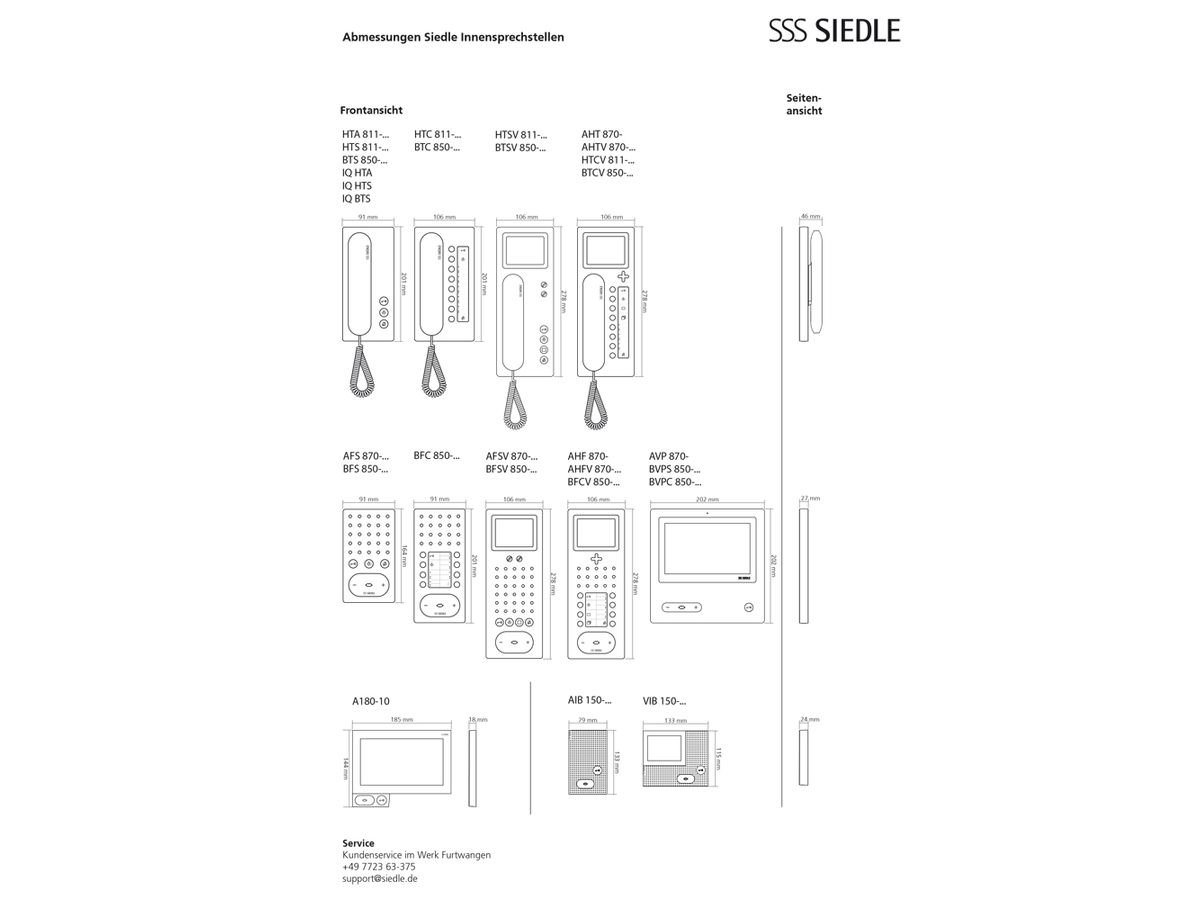 AP-Innenstation Audio Siedle Comfort Türöffner Schaltfunktio.auto 91×201×27mm ws