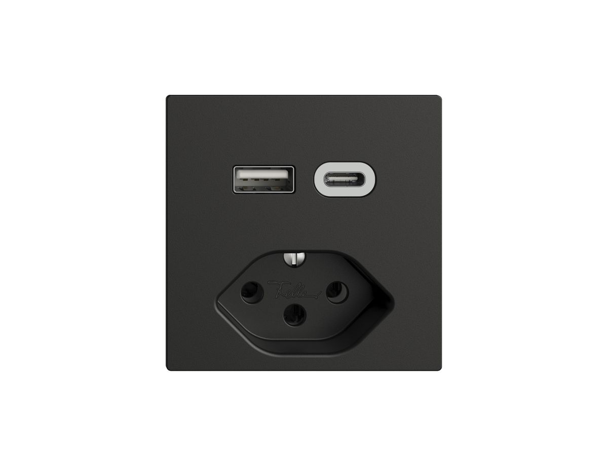 Steckdose USB Typ A+C + Typ 13 Feller EDIZIOdue F 230V 3000mA schwarz