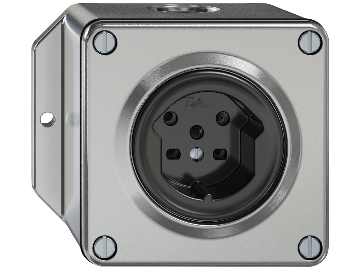 AP-Steckdose ELEMENT SNAPFIX® 1×Typ 15 10A 440V IP20 alu