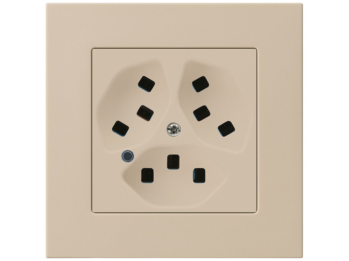 UP-Steckdose Hager kallysto.pro 3×T23 beleuchtet C beige