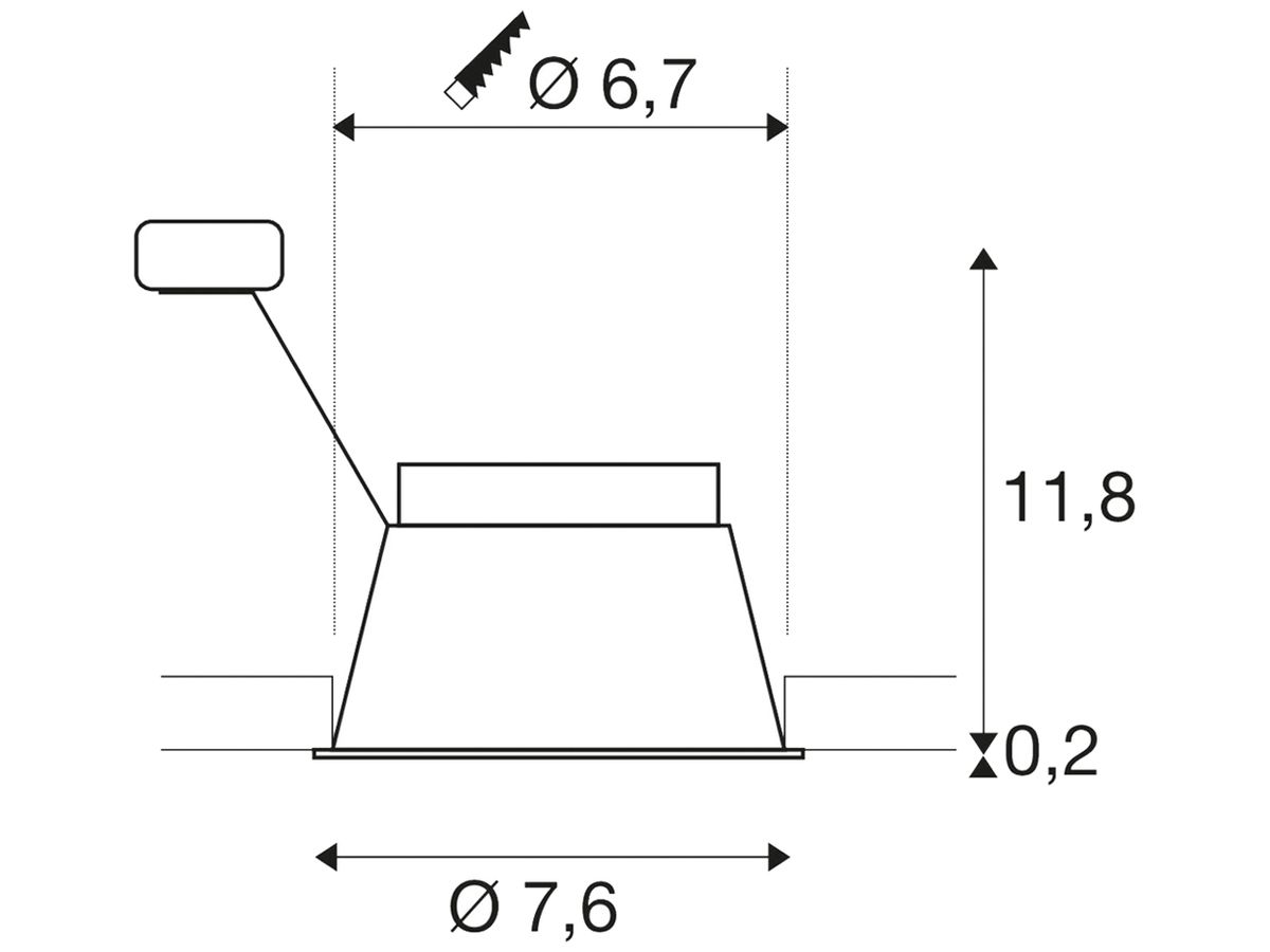 Downlight SLV HORN GU10 25W Ø76mm Aluminium weiss
