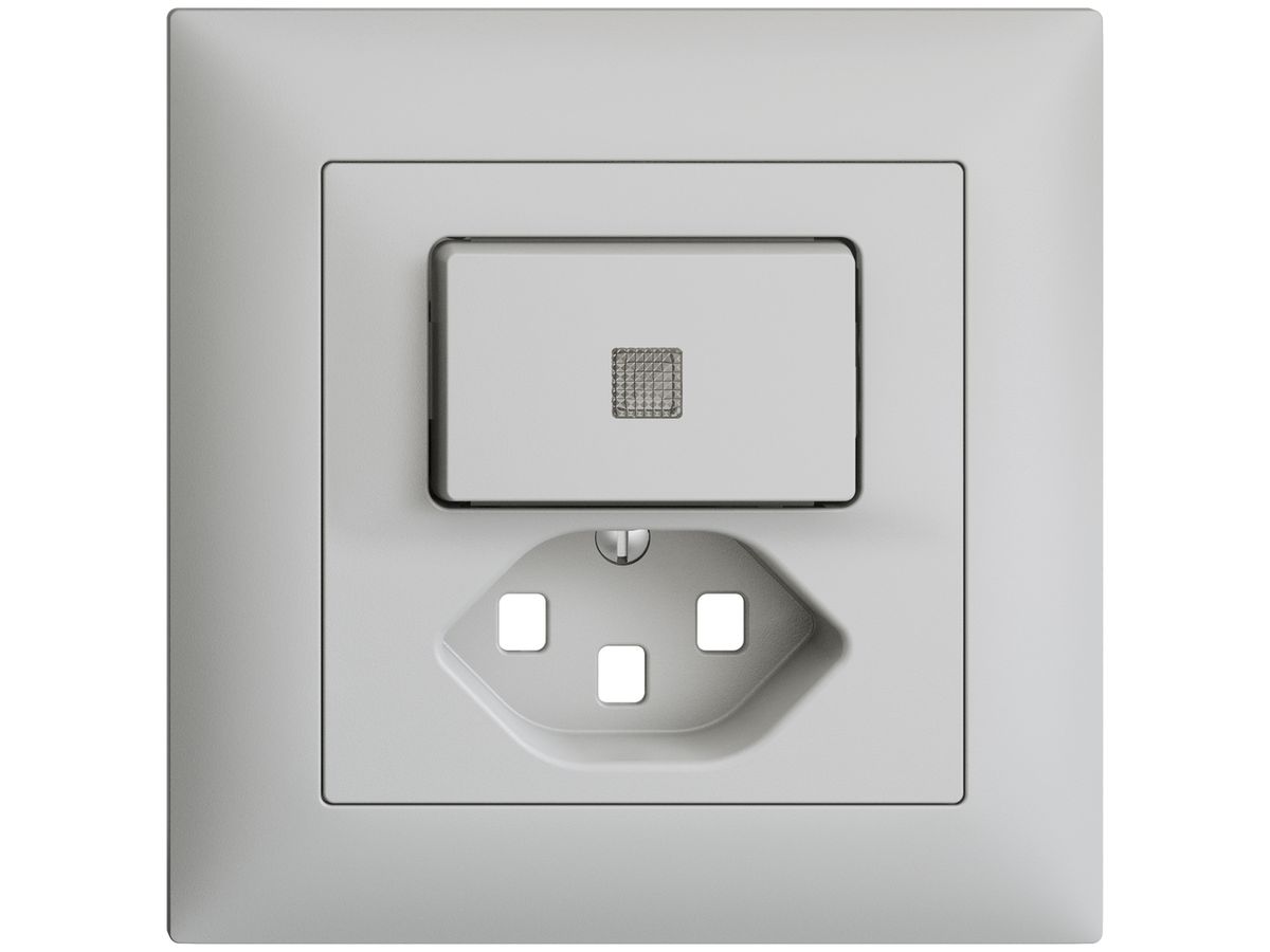 UP-Frontset EDIZIOdue T23 hellgrau 88×88mm mit Linse für Kleinkombi